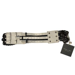 Satchin + Babi White White Leather Plastic Chain Three Loop Belt